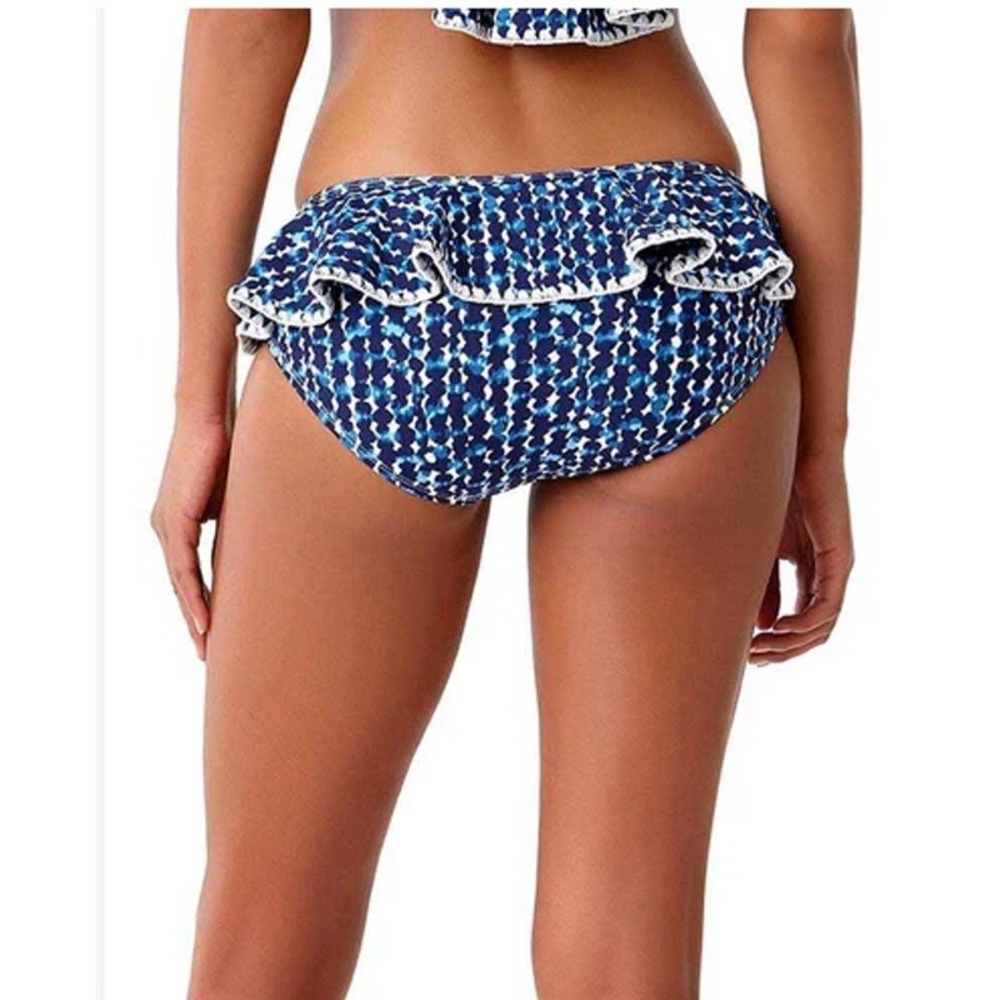 NWT Anne Cole Studio M FLOUNCE AROUND BIKINI BOTTOM Blue White 114795